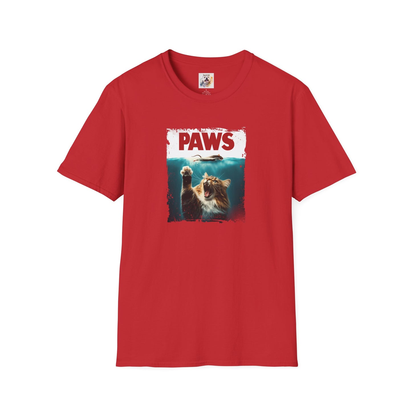 Paws - Jaws Cat - Kitty - MamaDeSushi - Unisex Softstyle T-Shirt