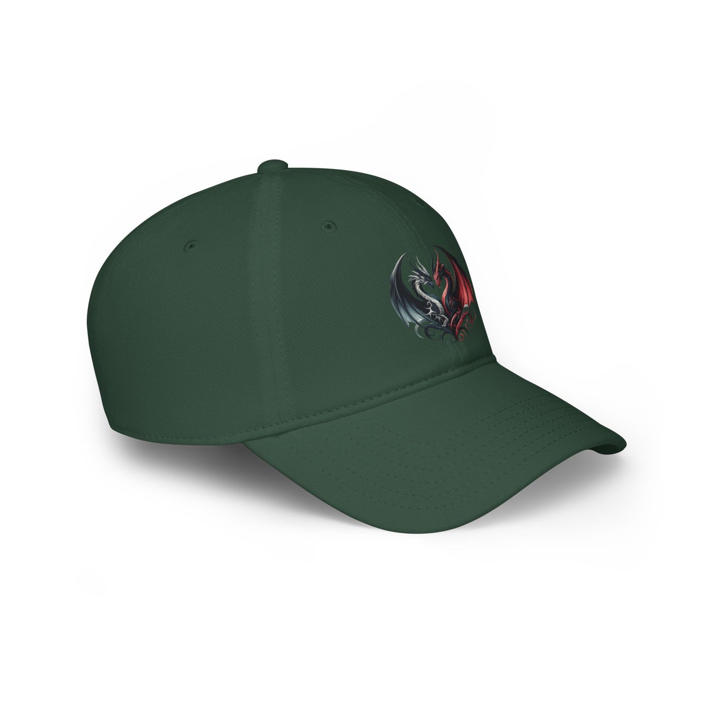 Low Profile Baseball Cap - Love Dragons - Black & Red