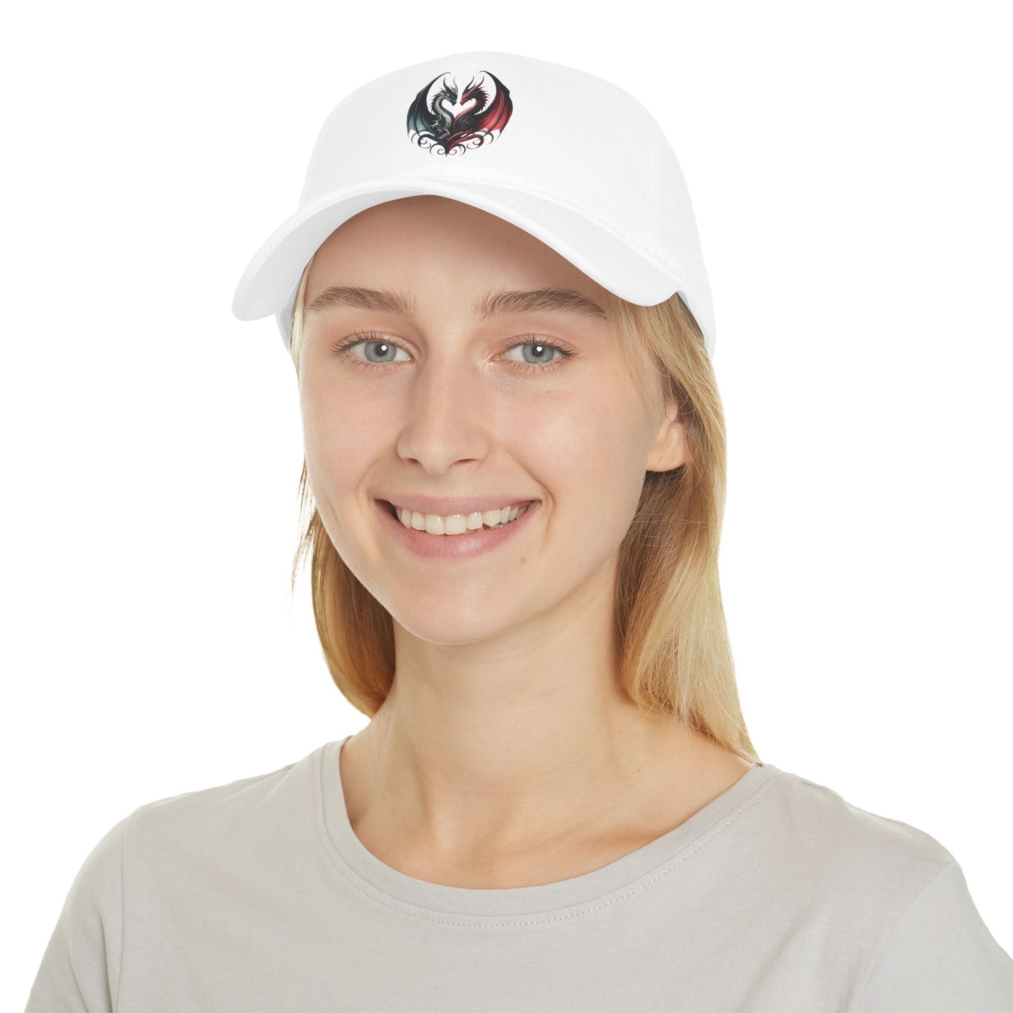 Low Profile Baseball Cap - Love Dragons - Black & Red