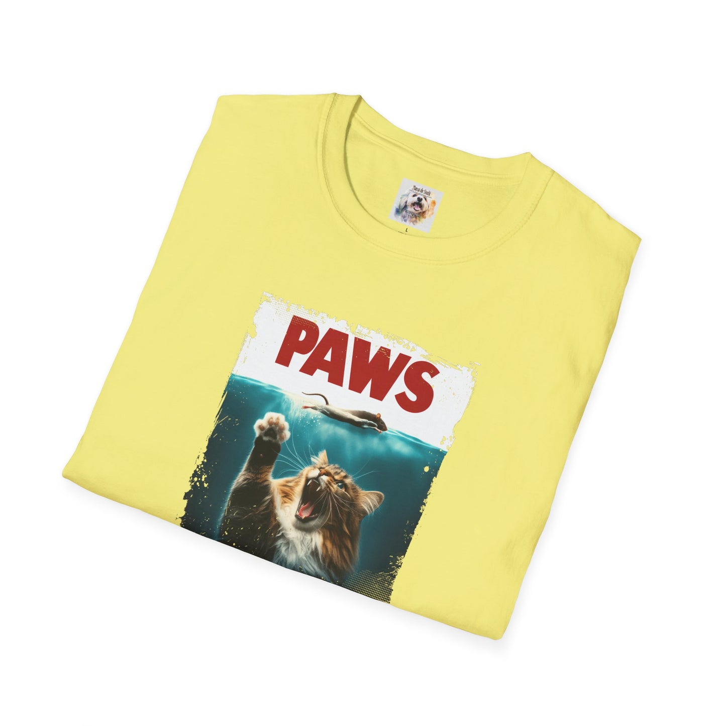 Paws - Jaws Cat - Kitty - MamaDeSushi - Unisex Softstyle T-Shirt