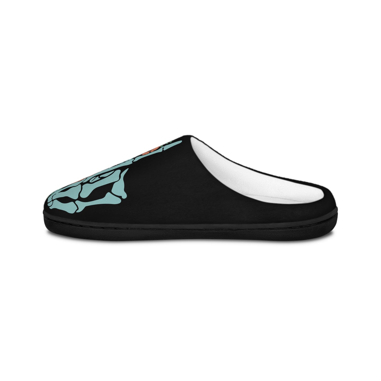 Floral Skeleton Women's Slippers, Cozy Home Gift, Casual Loungewear, Halloween Comfort, Unique Footwear