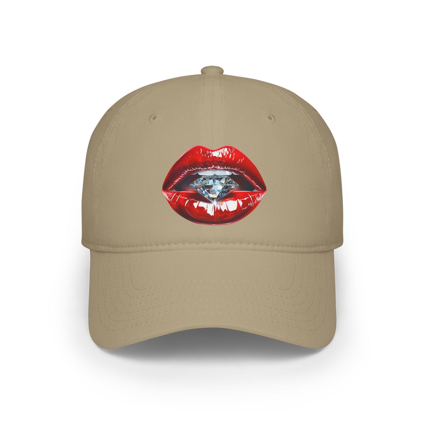 Lips that tease, diamonds that please - Low Profile Baseball Cap