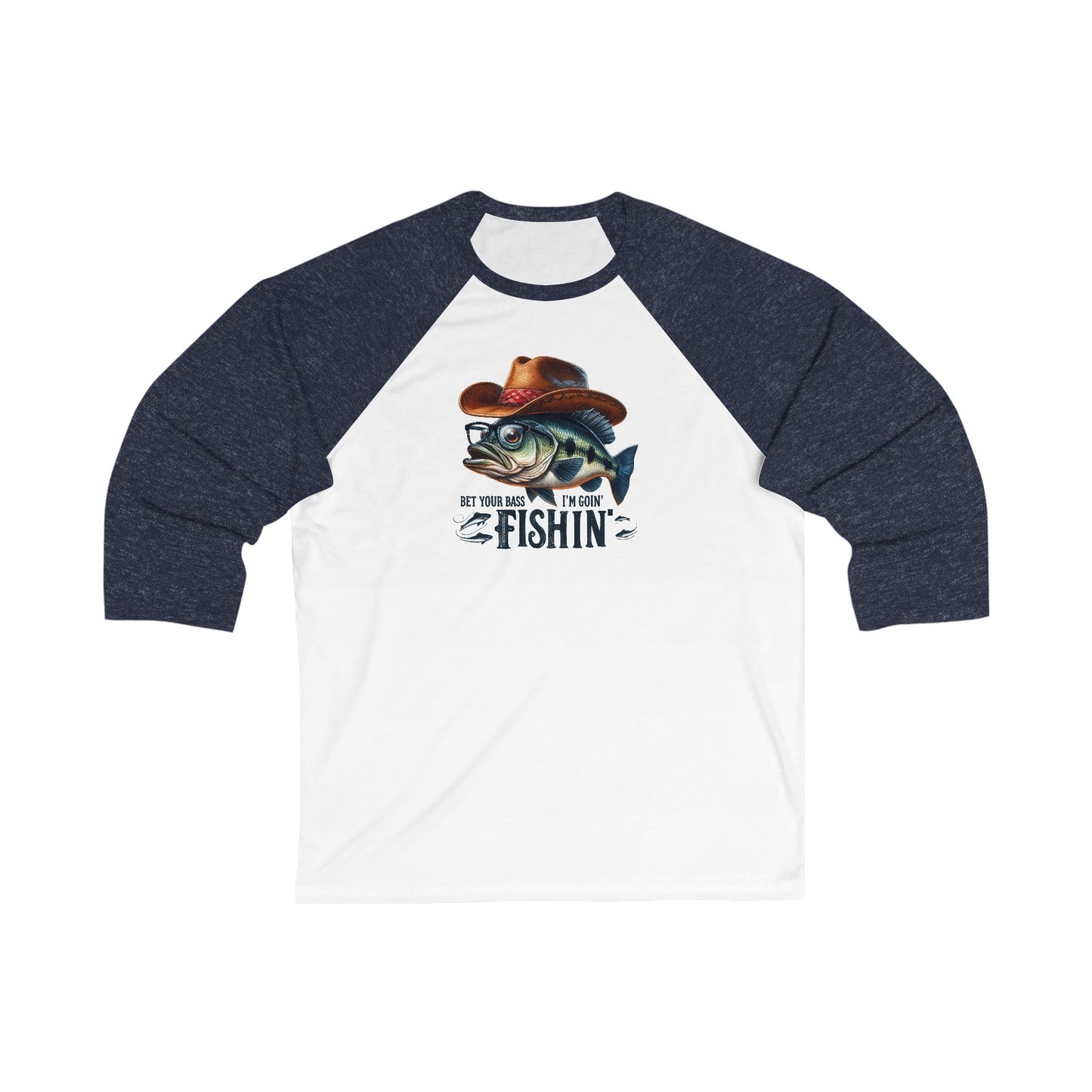Fishing Themed Unisex 3/4 Sleeve Baseball Tee, Casual Fishing Attire, Great for Outdoors, Gift for Fishermen, Fun Fishing Apparel, Perfect