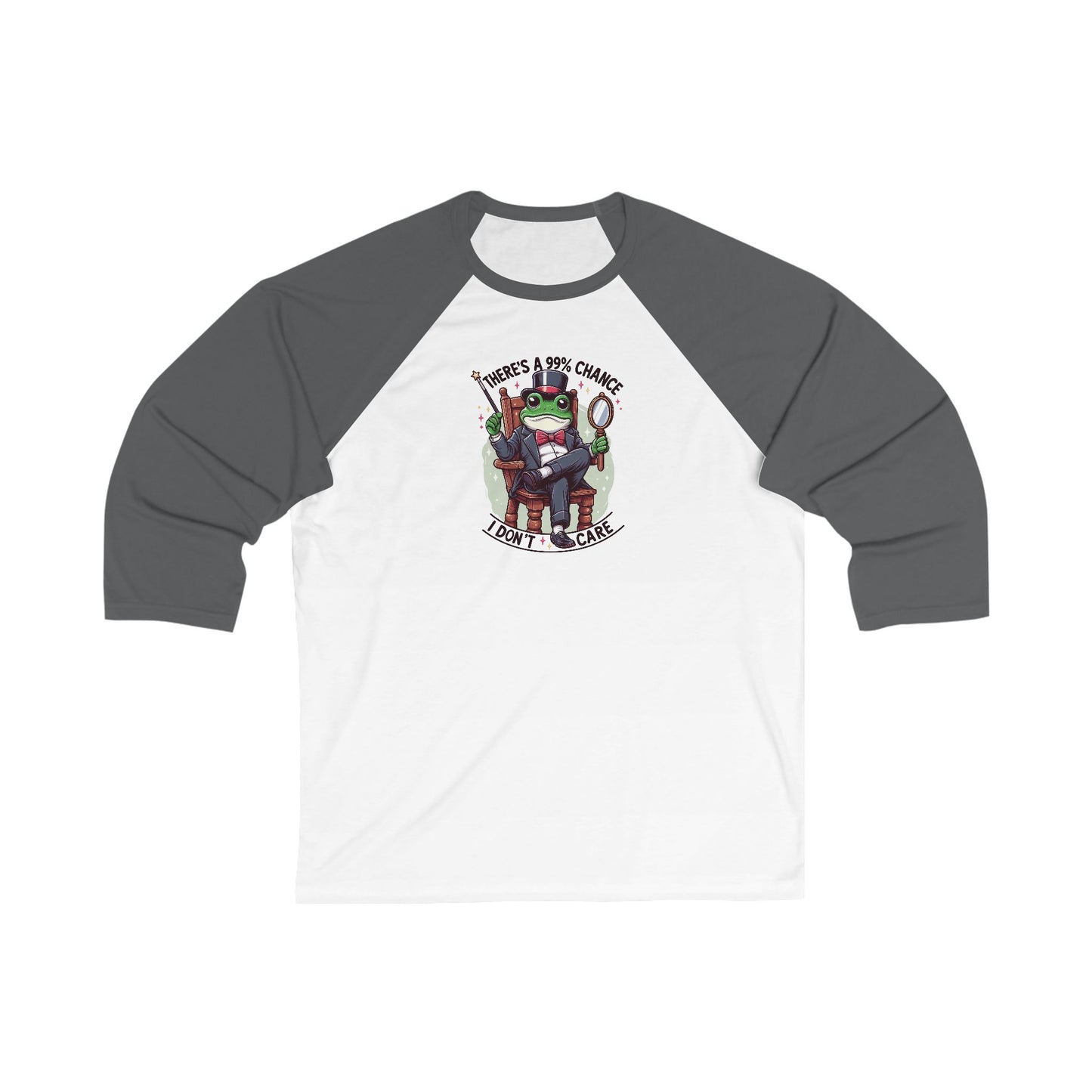 Baseball Tee, Frog: There's a 99% chance I don't care, Unisex Raglan Shirt, Funny Animal Print, Short Sleeve Top, Gift for Him or Her