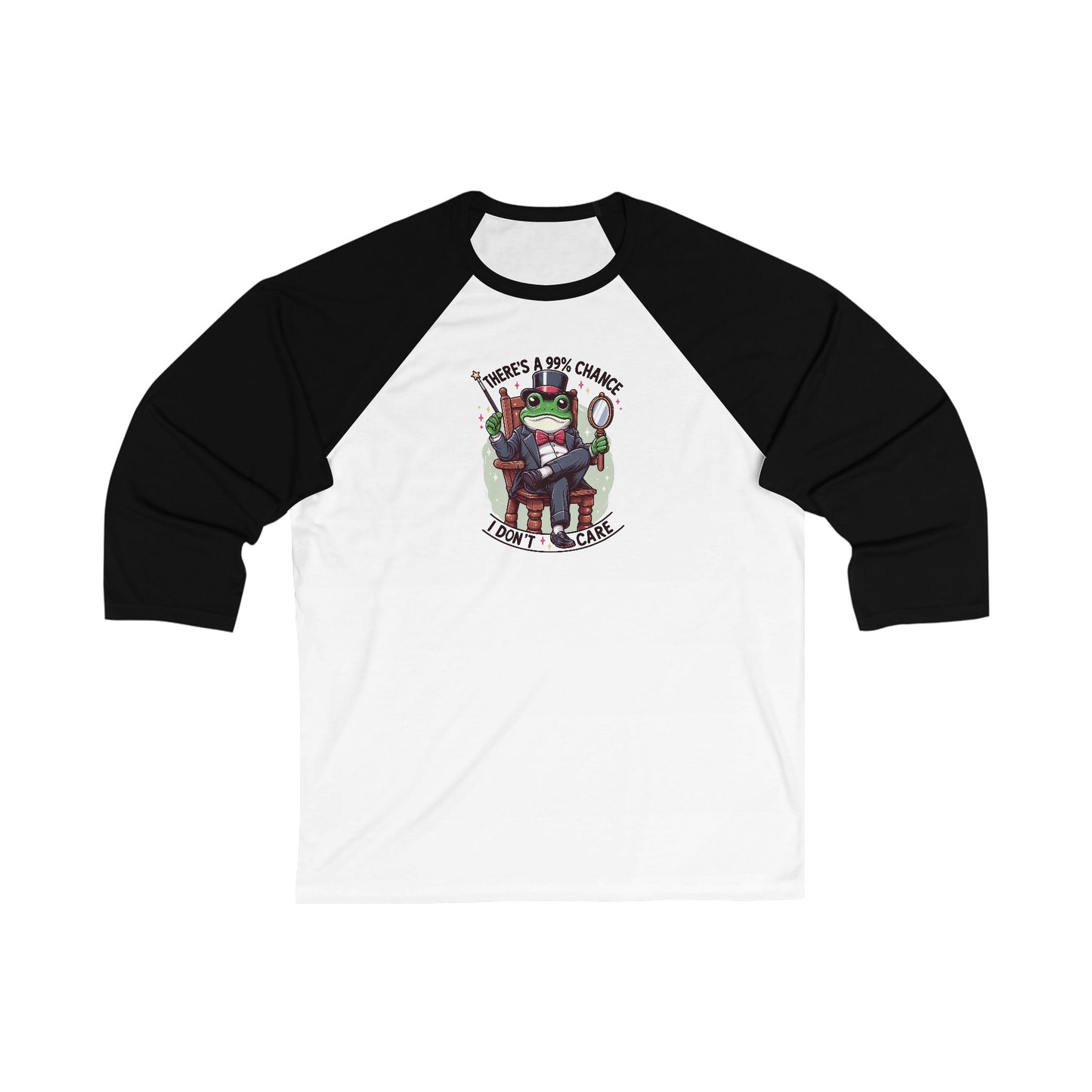 Baseball Tee, Frog: There's a 99% chance I don't care, Unisex Raglan Shirt, Funny Animal Print, Short Sleeve Top, Gift for Him or Her