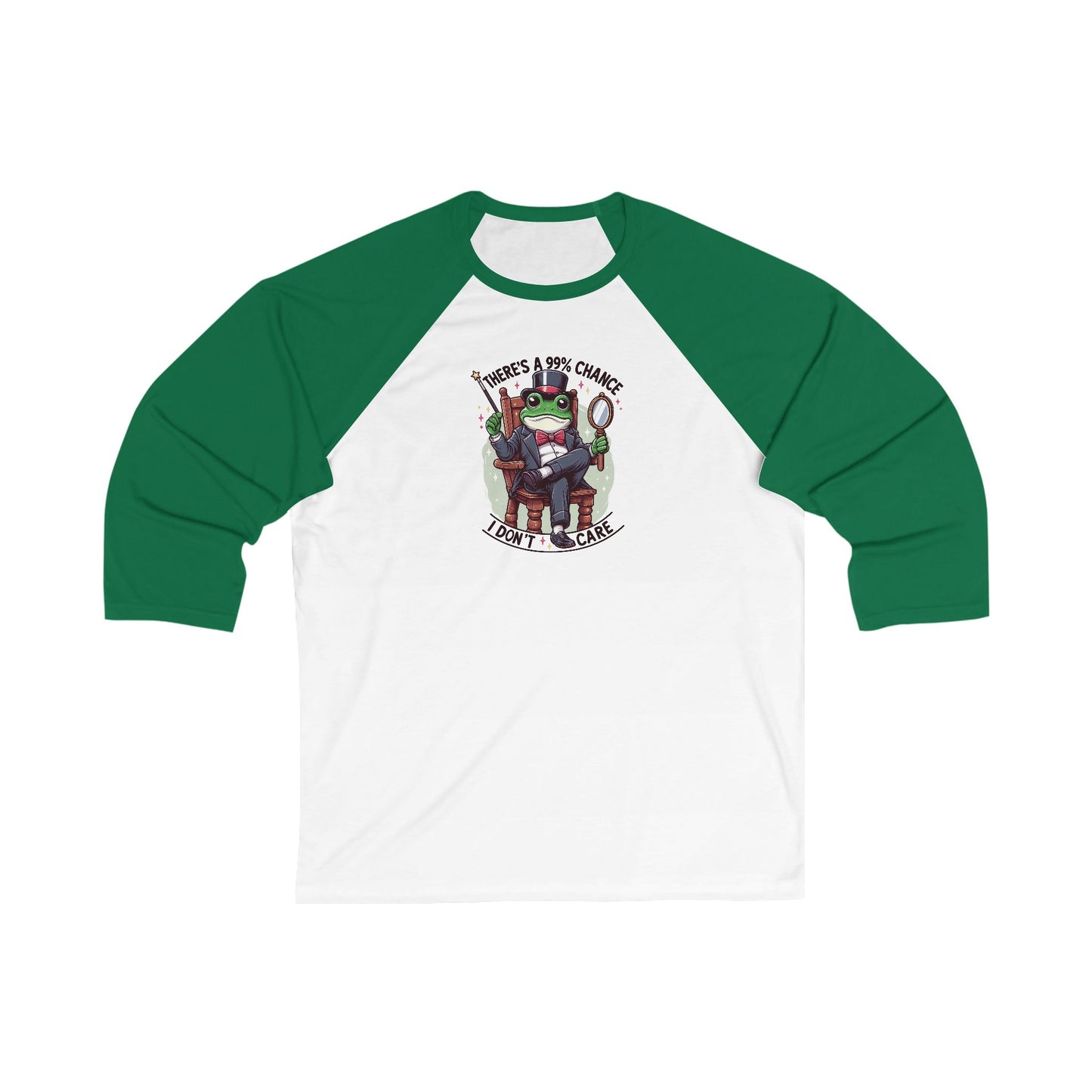 Baseball Tee, Frog: There's a 99% chance I don't care, Unisex Raglan Shirt, Funny Animal Print, Short Sleeve Top, Gift for Him or Her