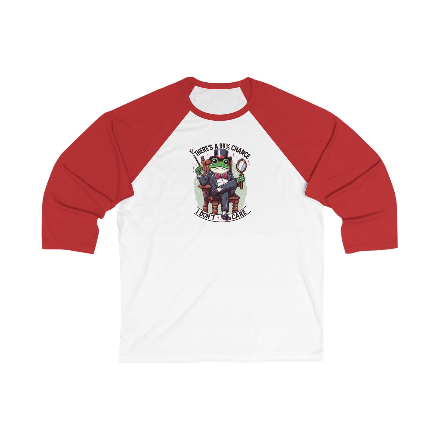 Baseball Tee, Frog: There's a 99% chance I don't care, Unisex Raglan Shirt, Funny Animal Print, Short Sleeve Top, Gift for Him or Her