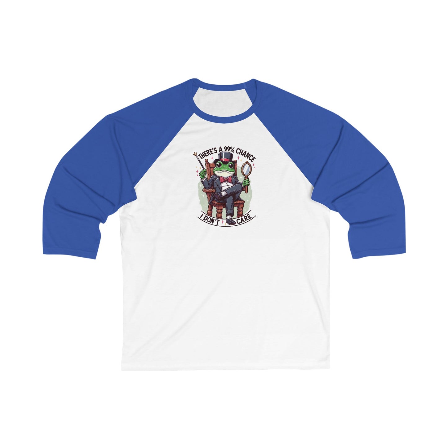 Baseball Tee, Frog: There's a 99% chance I don't care, Unisex Raglan Shirt, Funny Animal Print, Short Sleeve Top, Gift for Him or Her