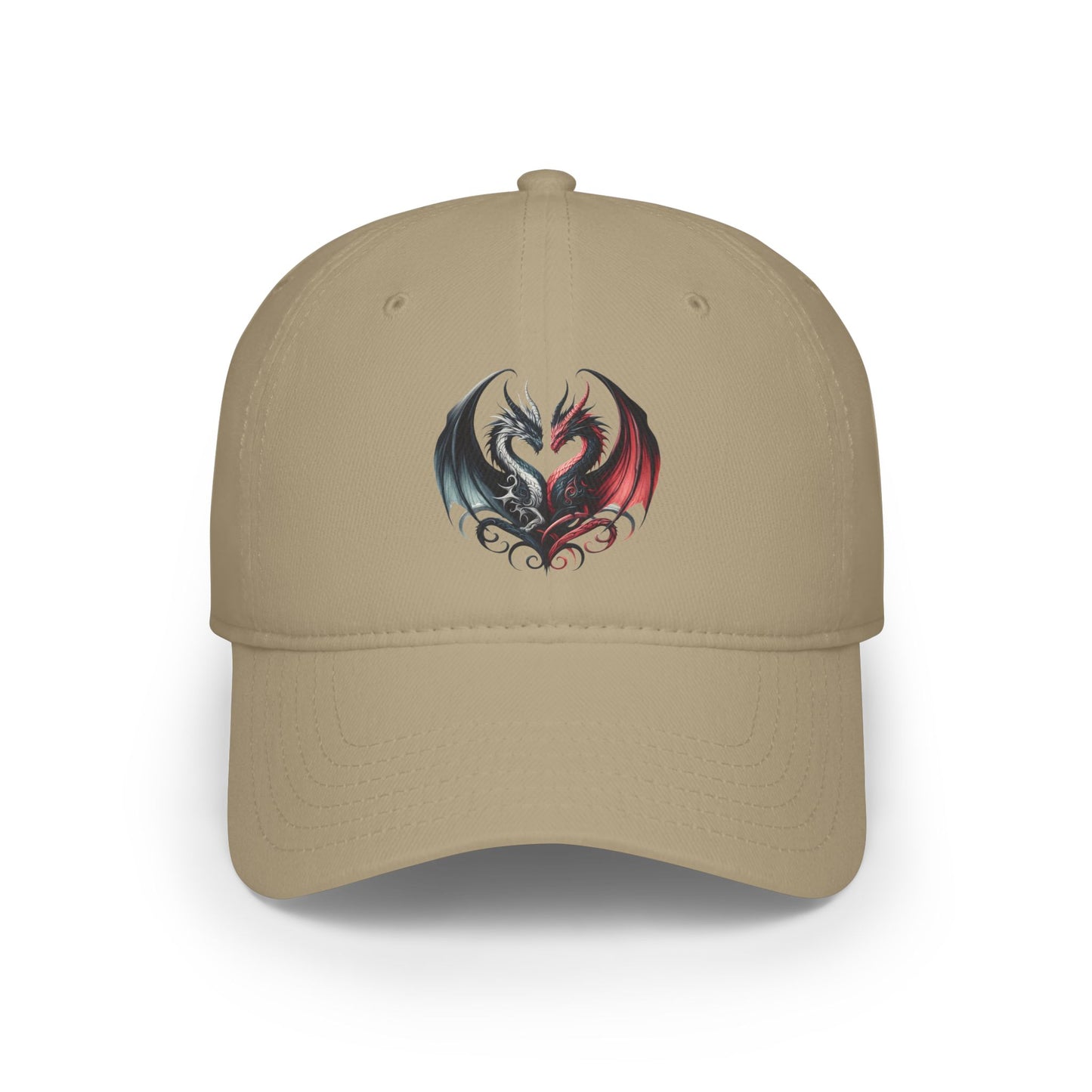 Low Profile Baseball Cap - Love Dragons - Black & Red