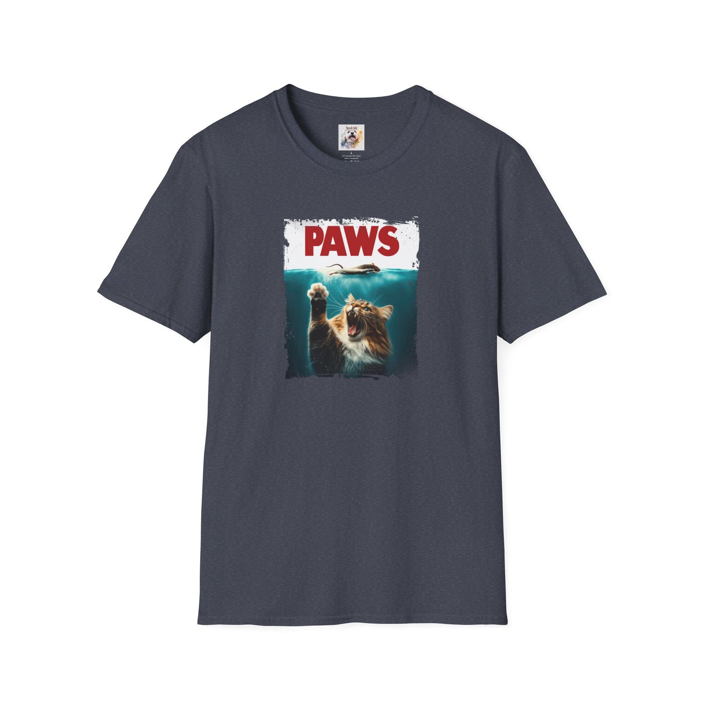 Paws - Jaws Cat - Kitty - MamaDeSushi - Unisex Softstyle T-Shirt