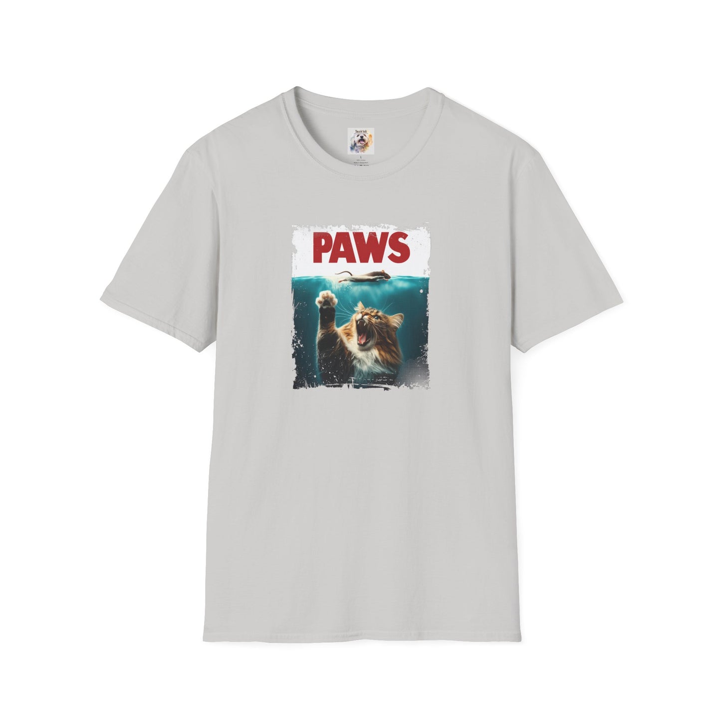 Paws - Jaws Cat - Kitty - MamaDeSushi - Unisex Softstyle T-Shirt