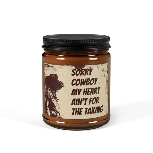 Rustic Cowboy Scented Candle - Amber Jar, Heartfelt Gift, Home Decor, Rustic Vibes, Unique Candle, Western Decor