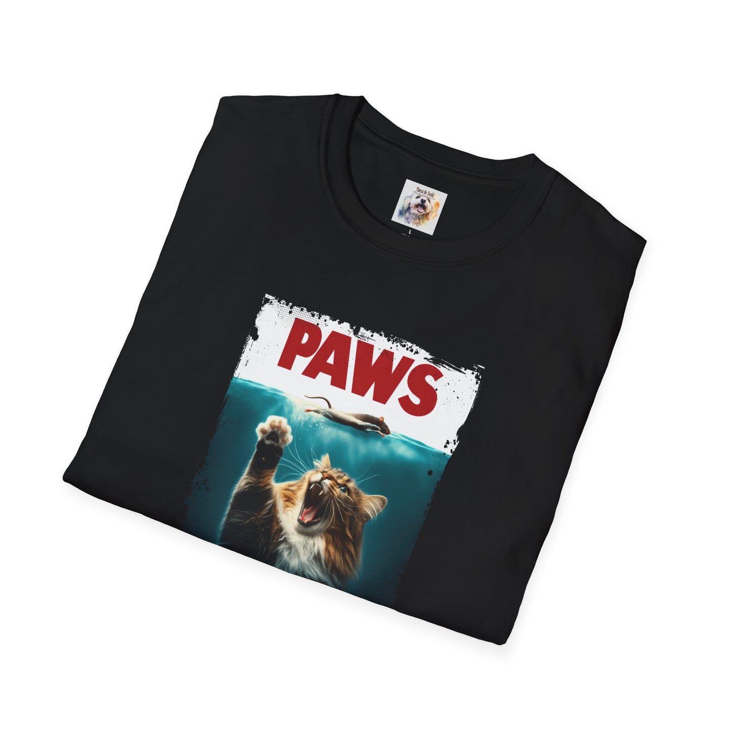 Paws - Jaws Cat - Kitty - MamaDeSushi - Unisex Softstyle T-Shirt