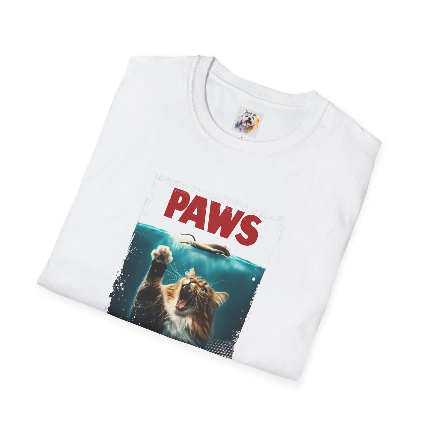 Paws - Jaws Cat - Kitty - MamaDeSushi - Unisex Softstyle T-Shirt