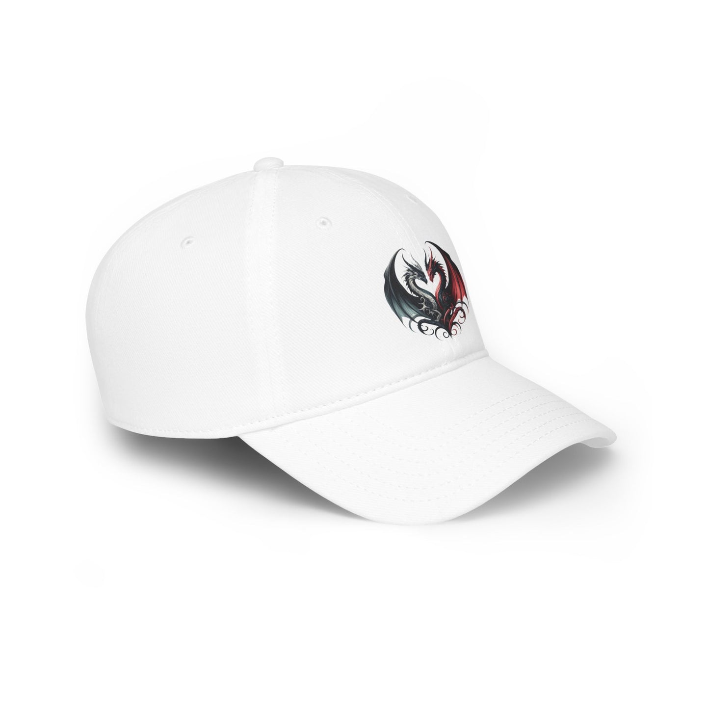 Low Profile Baseball Cap - Love Dragons - Black & Red