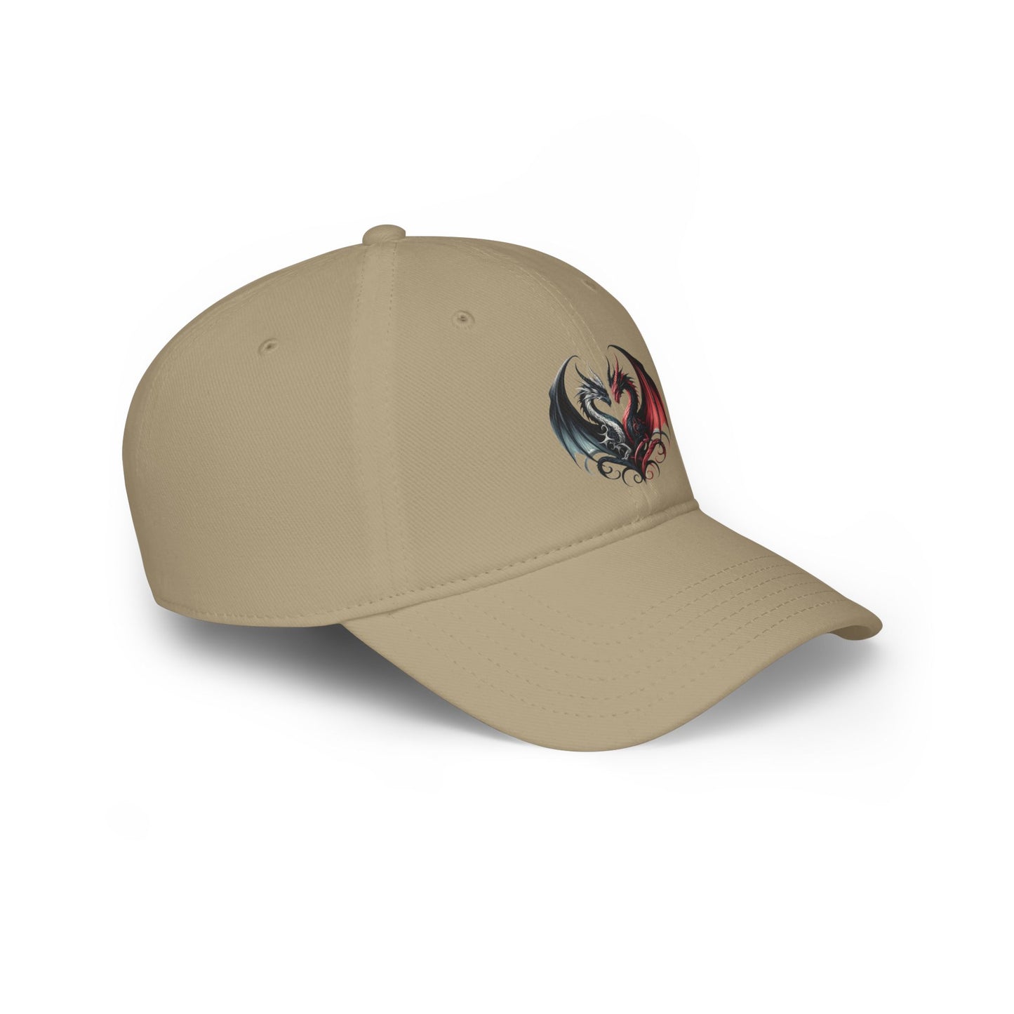 Low Profile Baseball Cap - Love Dragons - Black & Red
