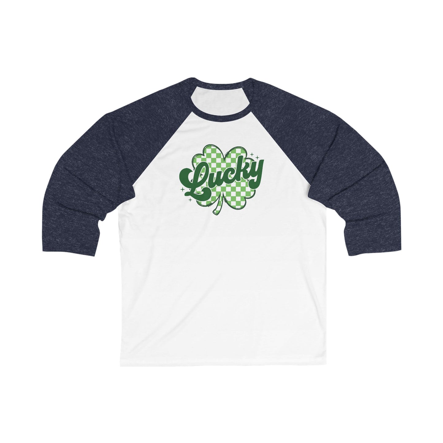 Baseball Tee Lucky 4 leaf clover Shirt, Unisex Raglan Lucky Charm Top, St. Patrick's Day Shirt, Lucky Vibes Clothing, Shamrock Baseball Tee