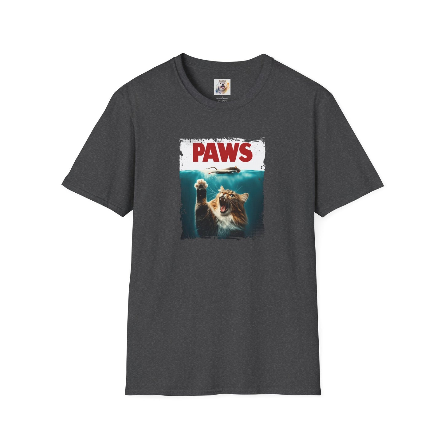 Paws - Jaws Cat - Kitty - MamaDeSushi - Unisex Softstyle T-Shirt