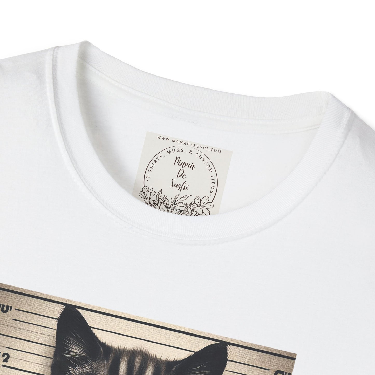 Bad Kitty Mugshot - Catnip Made Me Do It - Cat - Kitty - MamaDeSushi - Unisex Softstyle T-Shirt