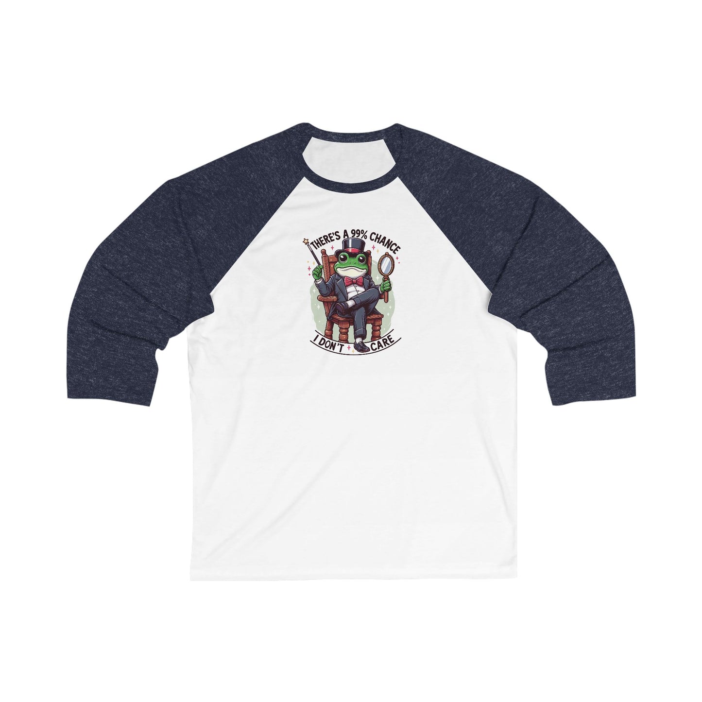 Baseball Tee, Frog: There's a 99% chance I don't care, Unisex Raglan Shirt, Funny Animal Print, Short Sleeve Top, Gift for Him or Her