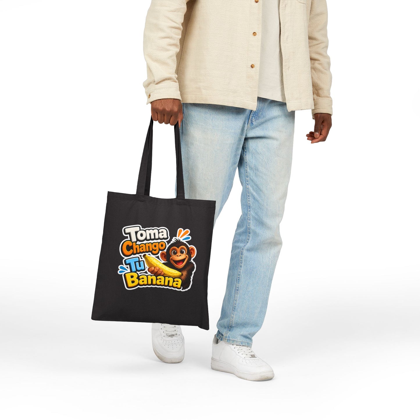 Toma Chango Tu Banana Tote Bag | Monkey Banana Graphic Cotton Tote