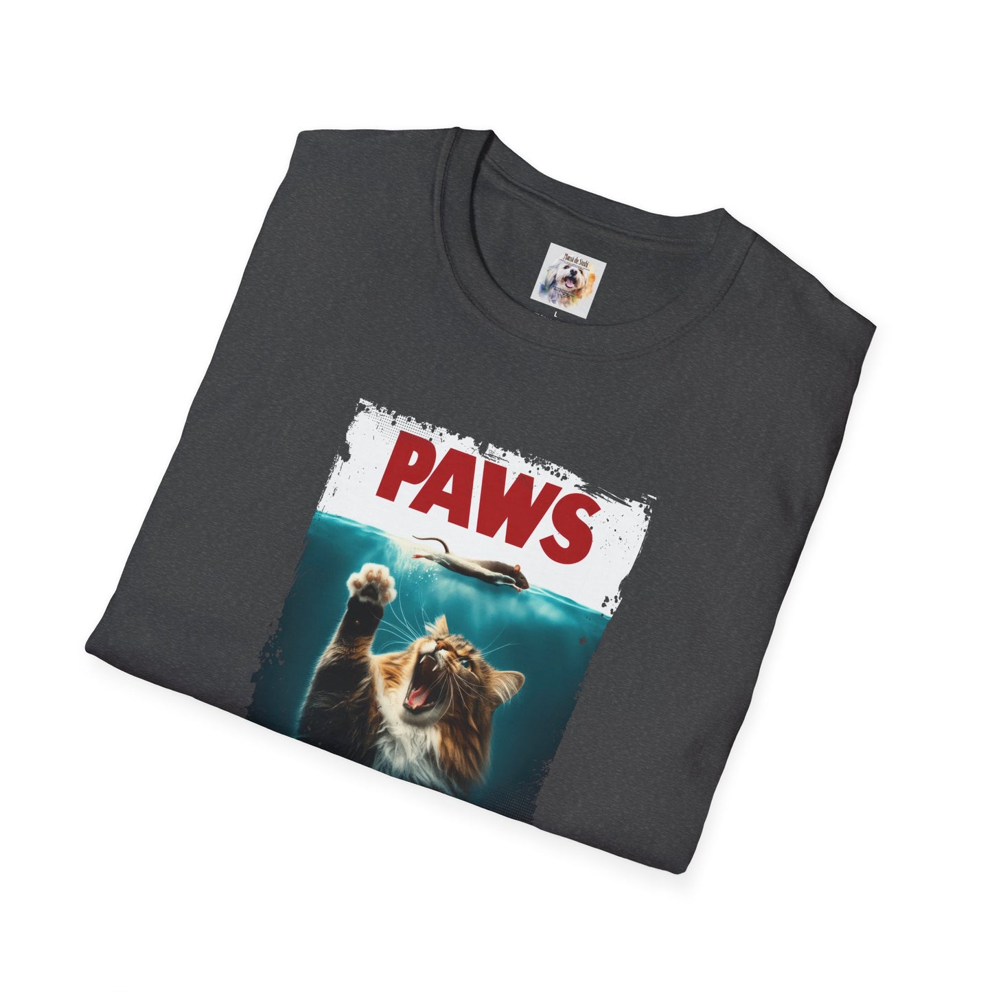 Paws - Jaws Cat - Kitty - MamaDeSushi - Unisex Softstyle T-Shirt