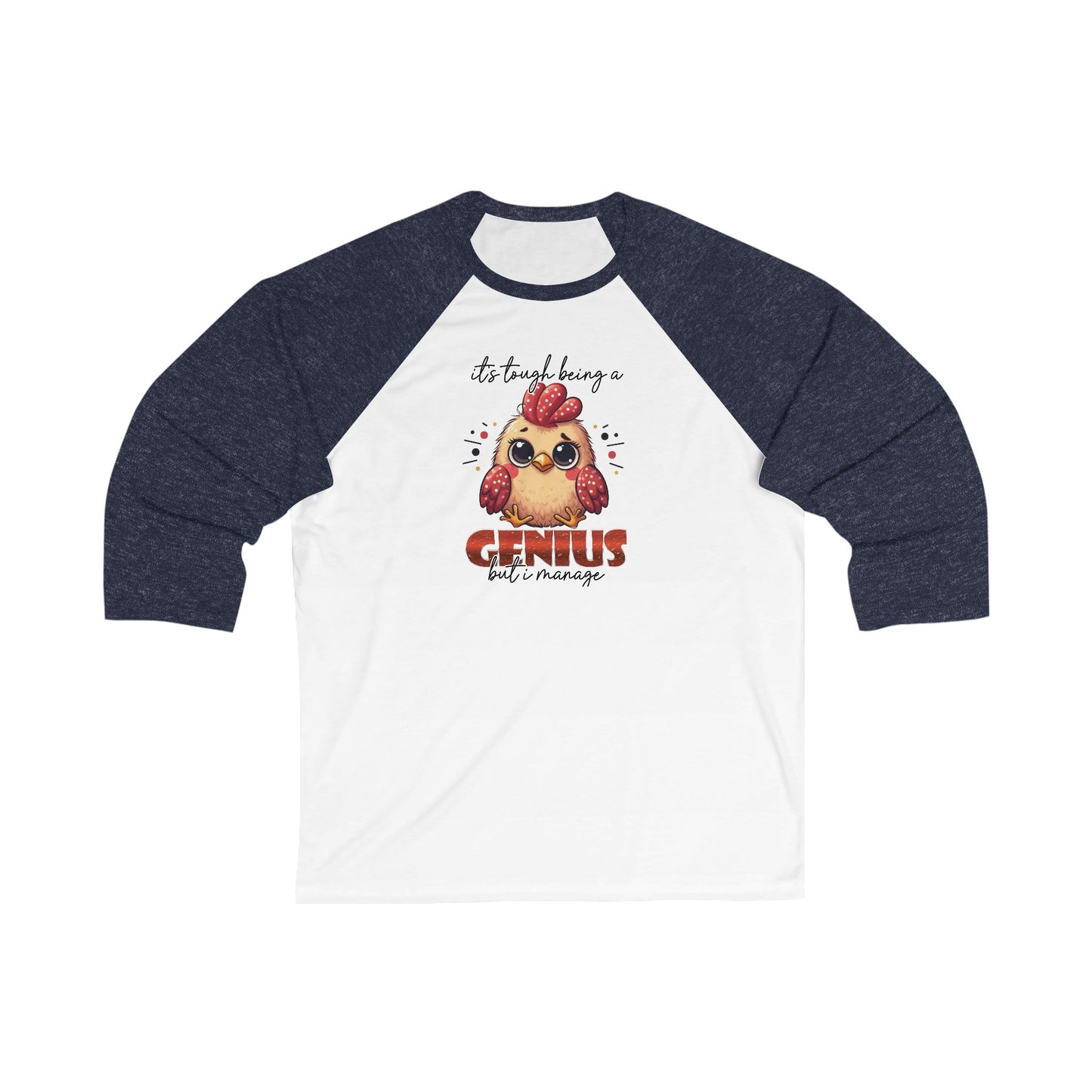 Genius 3/4 Sleeve Baseball Tee, Funny Unisex Raglan Shirt, Smart Baseball Tee, Cool Baseball Tee for Men and Women, Genius Gift Shirt