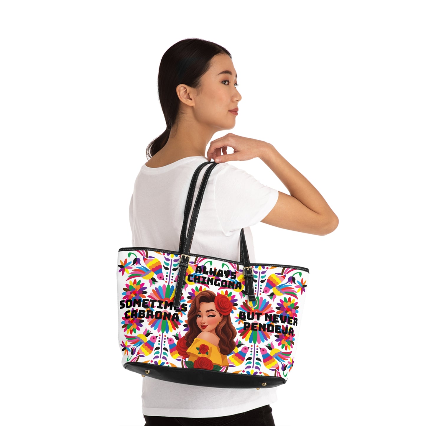 Chic PU Leather Shoulder Bag - Always Chingona, Fashionable Tote for Confident Women, Perfect Gift for Celebrations