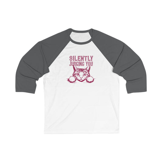 Cat Lover Baseball Tee, Silently Judging you Cat Shirt, Funny Pet Owner Raglan, Vintage Baseball Tshirt, Animal Graphic Tee, Cat Mom Gift