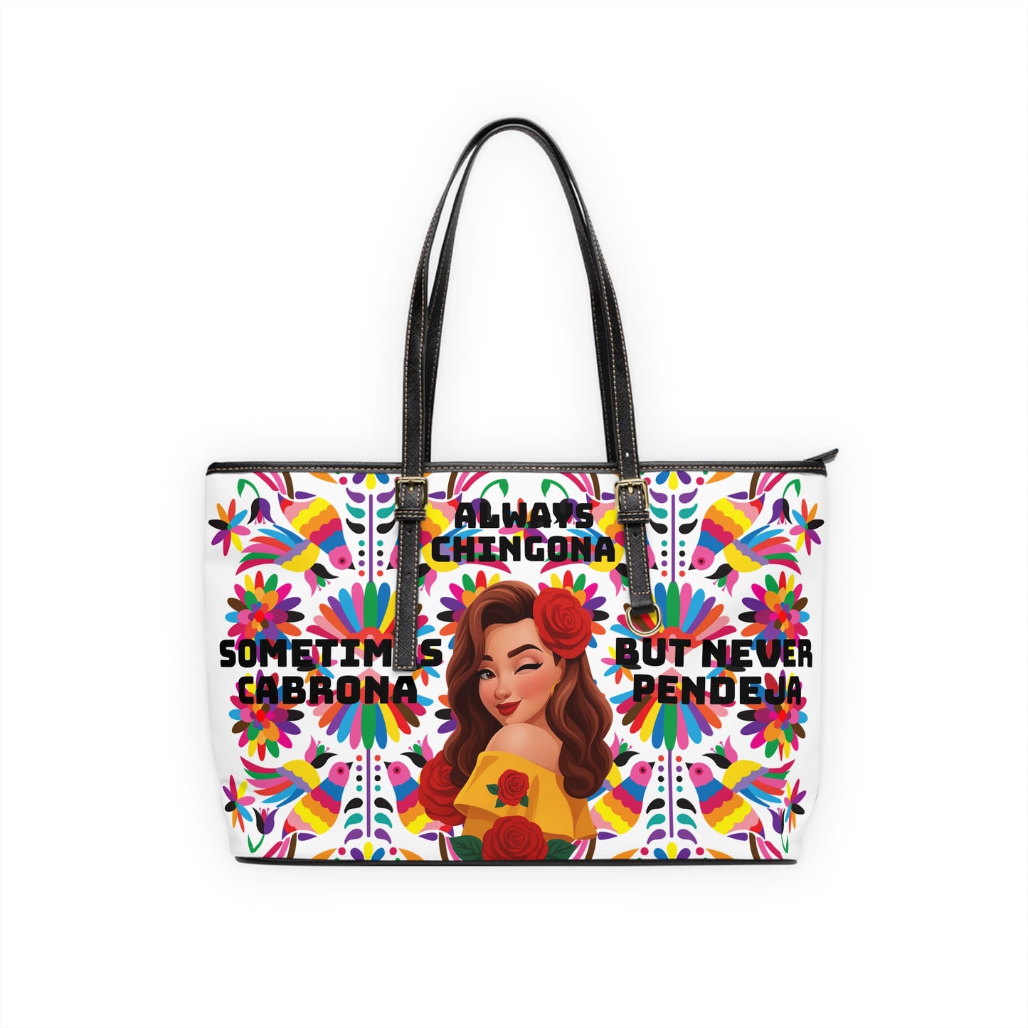 Chic PU Leather Shoulder Bag - Always Chingona, Fashionable Tote for Confident Women, Perfect Gift for Celebrations