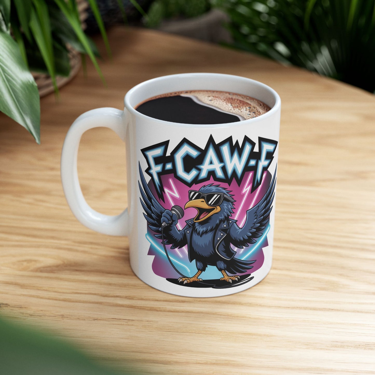 F-Caw-F Rockstar Raven - Ceramic Mug - Motivational Gift for Coffee Lovers, Office Desk Decor, Holiday & Birthday Present, Fun Quote Mug