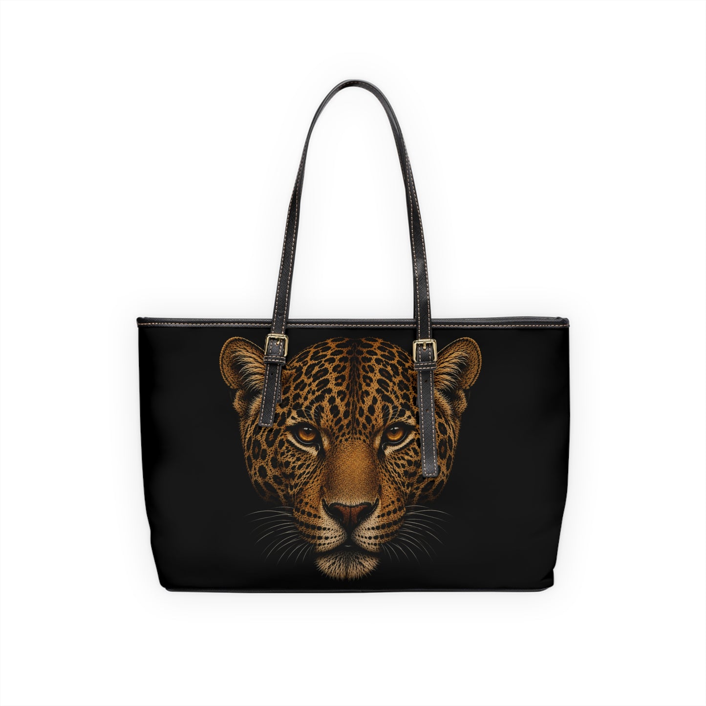 Jaguar Face PU Leather Shoulder Bag — Bold Animal Print Tote for Everyday & Travel