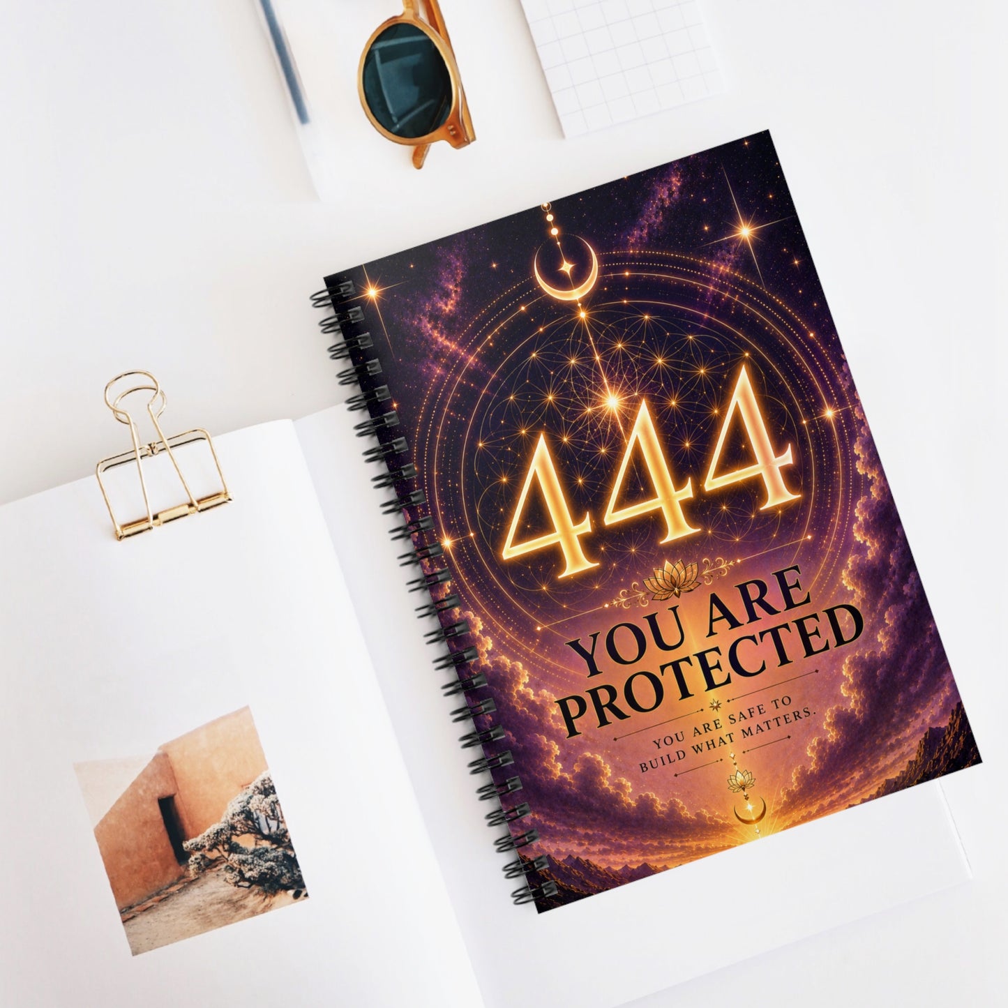 444 You Are Protected Spiral Notebook — Spiritual Affirmation Journal