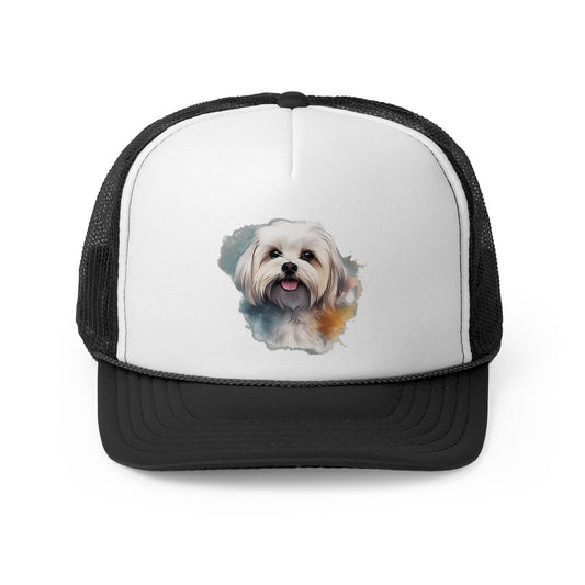 Maltese Maltipoo Watercolor tongue out - MamaDeSushi - Trucker Caps