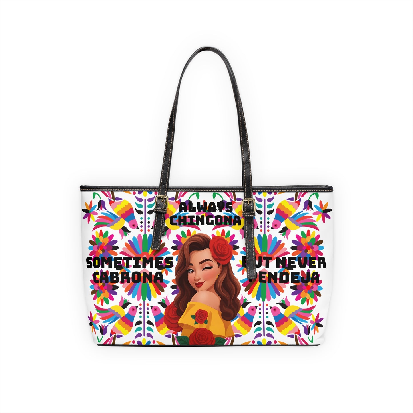 Chic PU Leather Shoulder Bag - Always Chingona, Fashionable Tote for Confident Women, Perfect Gift for Celebrations