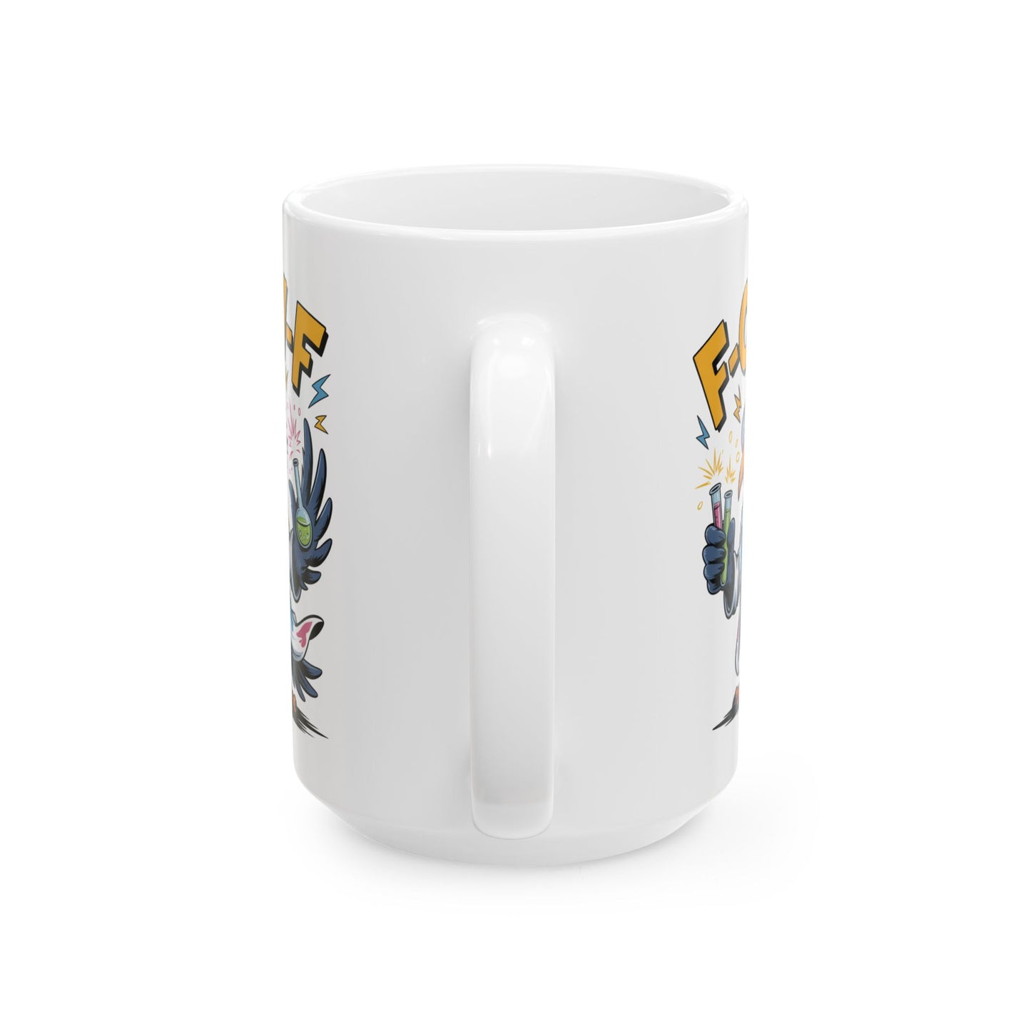 F-Caw-F The Scientist Raven - Ceramic Mug - Motivational Gift for Coffee Lovers, Office Desk Decor, Holiday & Birthday Present, Fun Quote