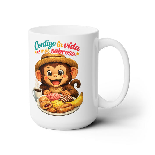 Ceramic Mug 15oz - Contigo La Vida Es Mas Sabrosa