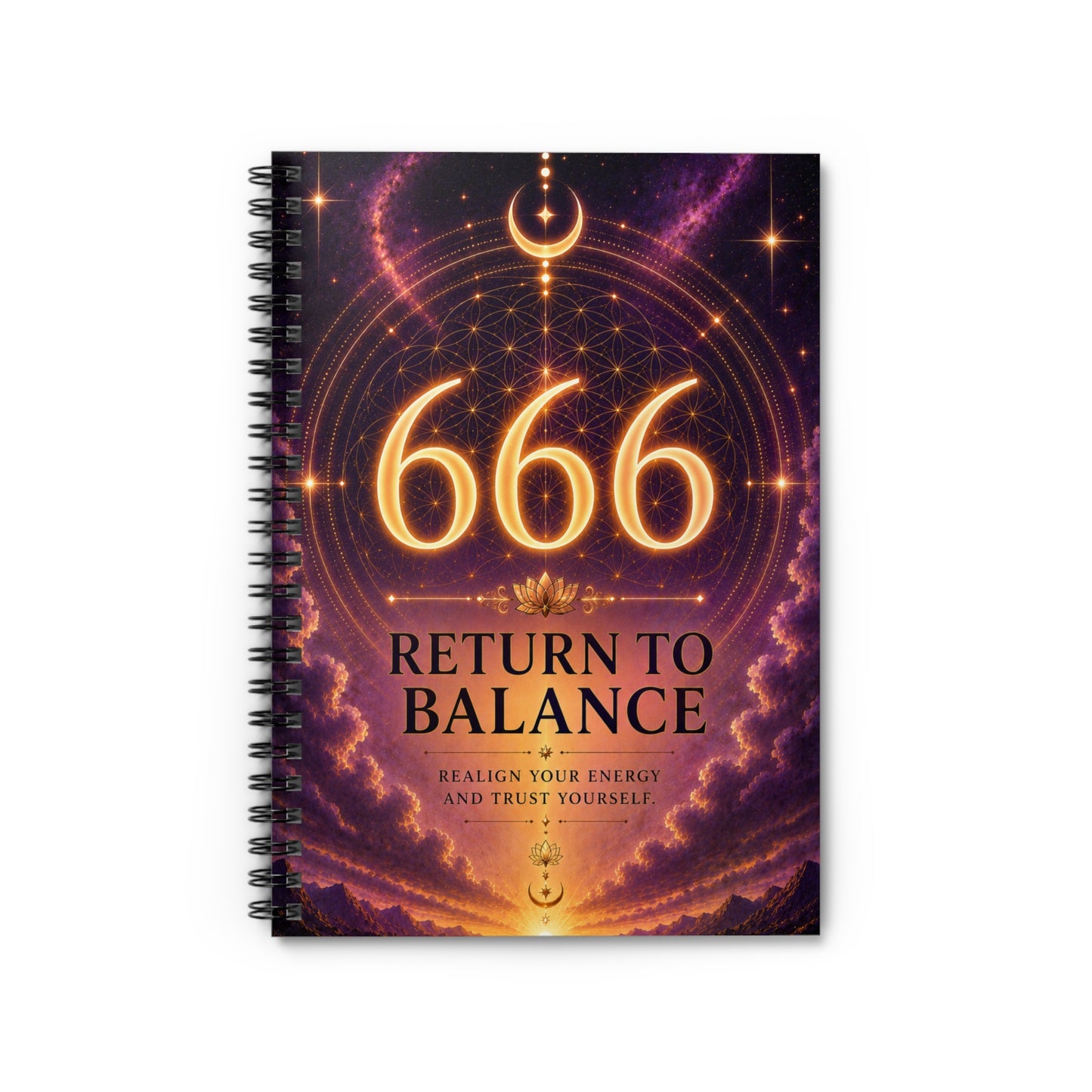 666 Return to Balance - Ruled Spiral Notebook — Minimalist Black & White,  Lined Journal
