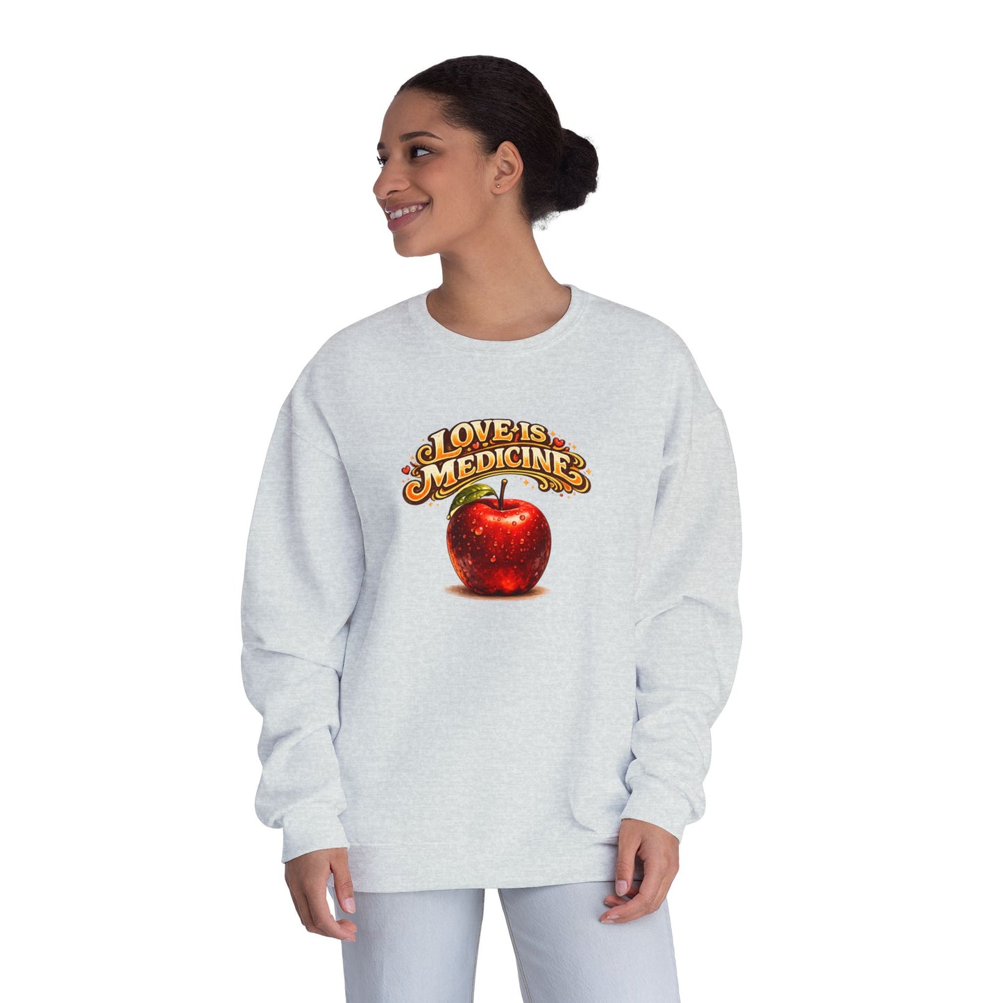 Unisex NuBlend® Crewneck Sweatshirt - Love is Medicine - Manzana