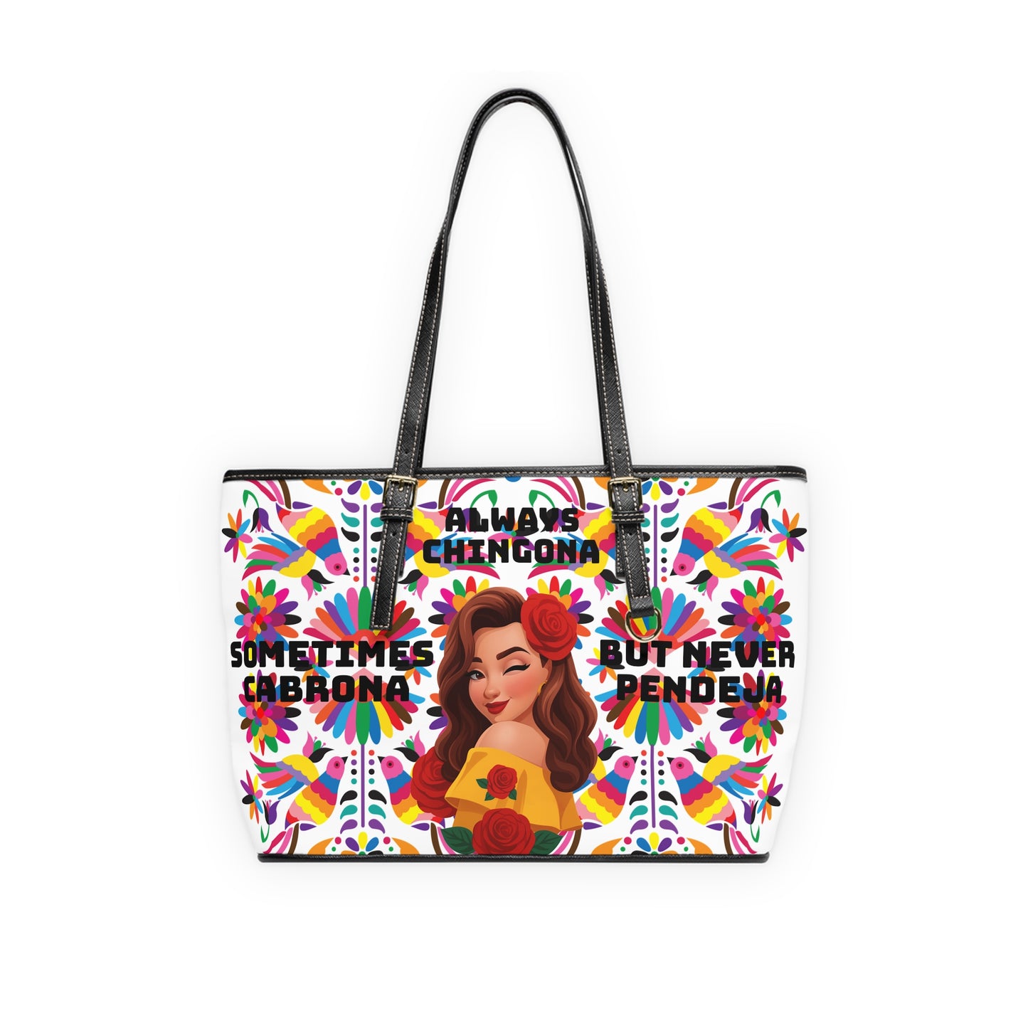 Chic PU Leather Shoulder Bag - Always Chingona, Fashionable Tote for Confident Women, Perfect Gift for Celebrations