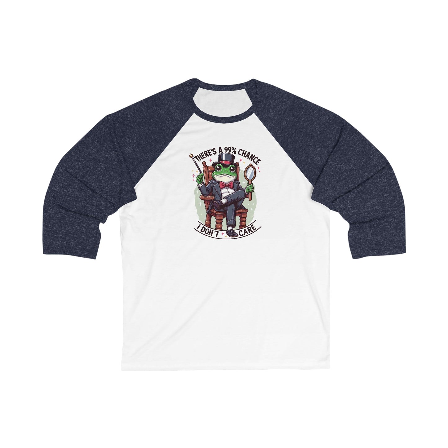 Baseball Tee, Frog: There's a 99% chance I don't care, Unisex Raglan Shirt, Funny Animal Print, Short Sleeve Top, Gift for Him or Her