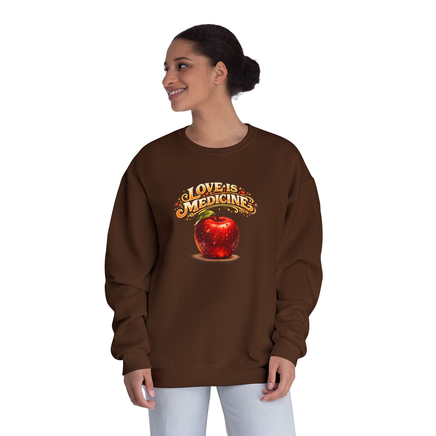 Unisex NuBlend® Crewneck Sweatshirt - Love is Medicine - Manzana