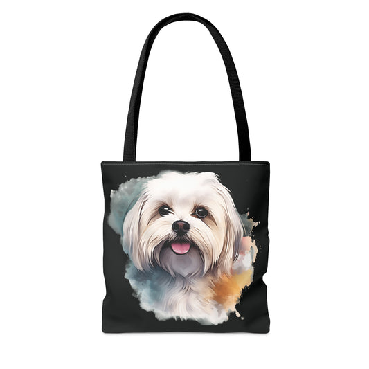 Maltese Maltipoo Watercolor tongue out - MamaDeSushi - Tote Bag (AOP)