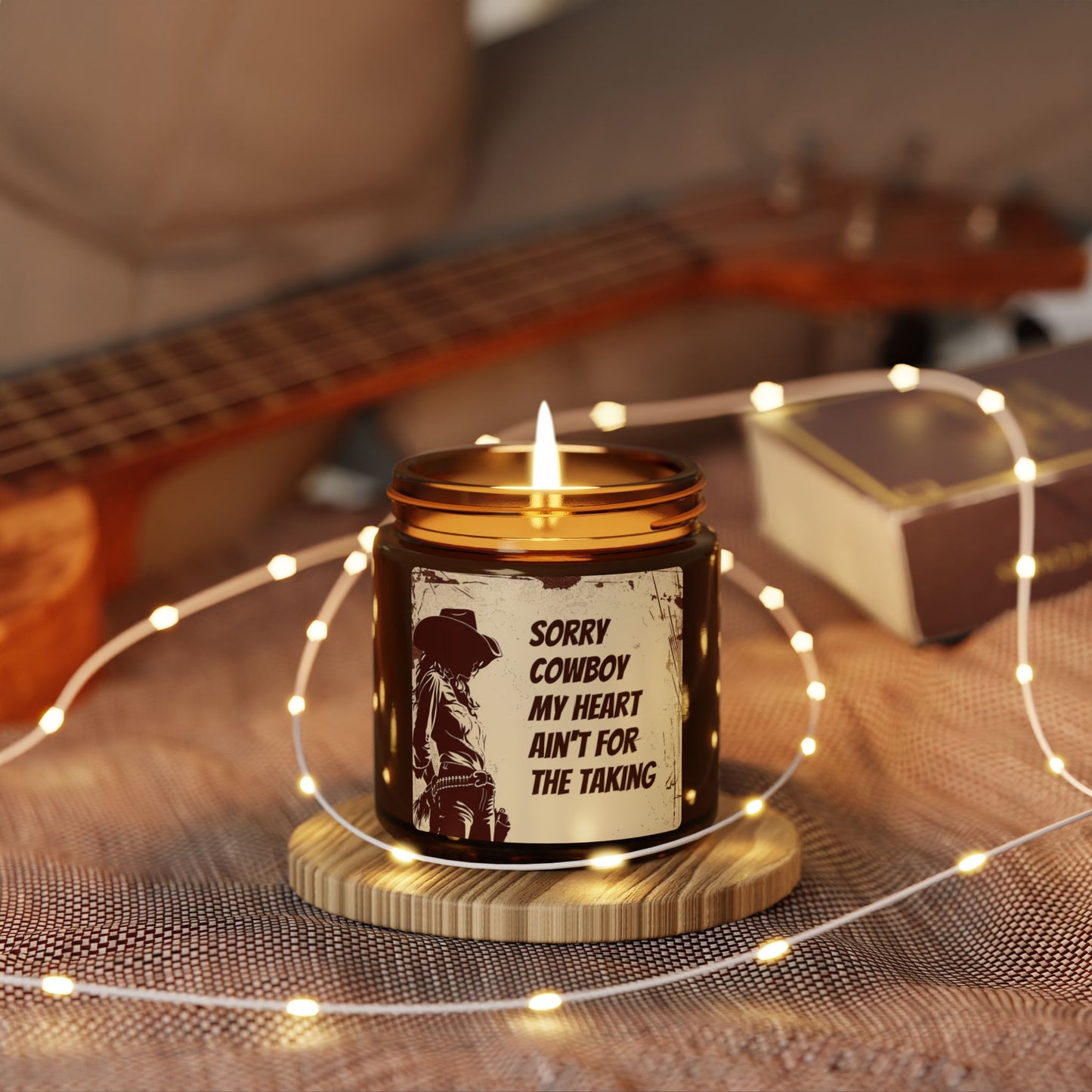 Rustic Cowboy Scented Candle - Amber Jar, Heartfelt Gift, Home Decor, Rustic Vibes, Unique Candle, Western Decor