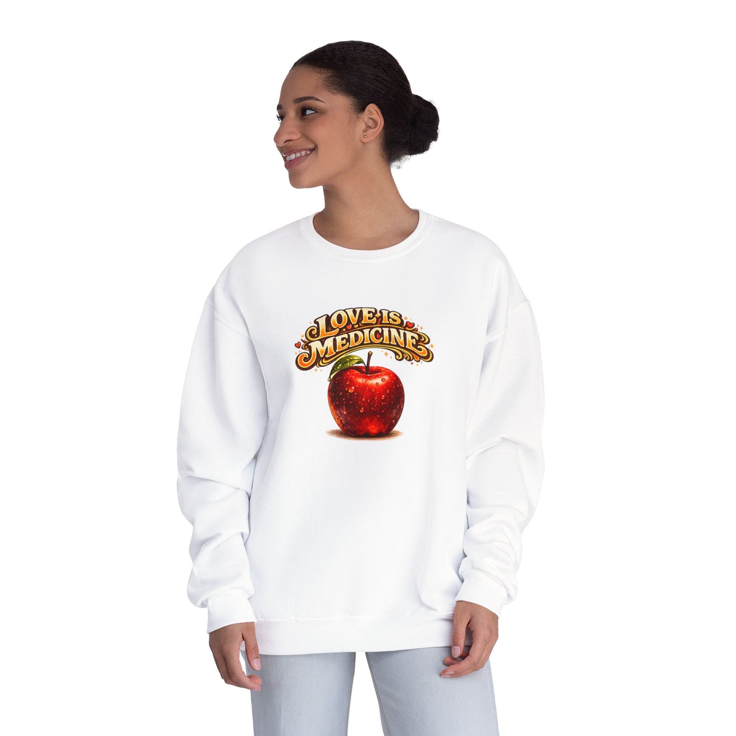 Unisex NuBlend® Crewneck Sweatshirt - Love is Medicine - Manzana