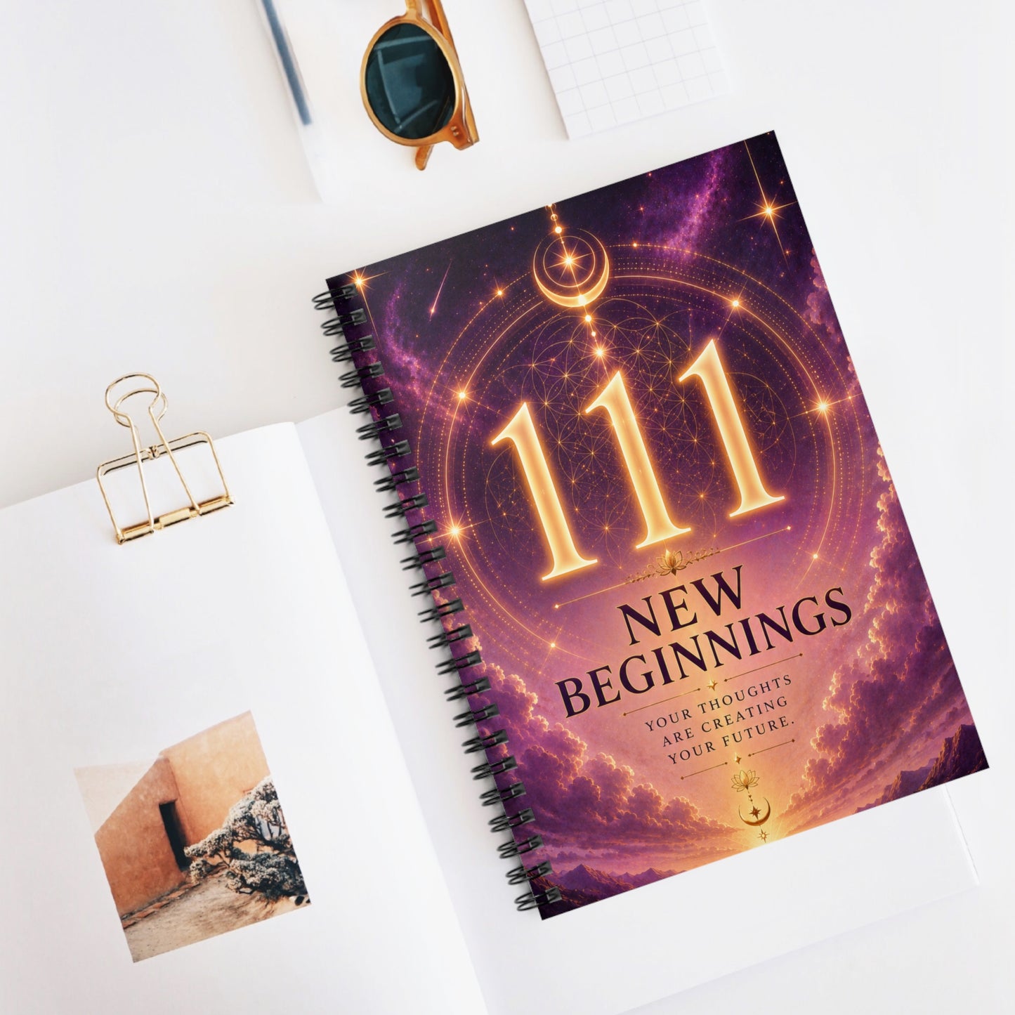 Spiral Notebook — "111 New Beginnings" Guided Journal (Ruled)