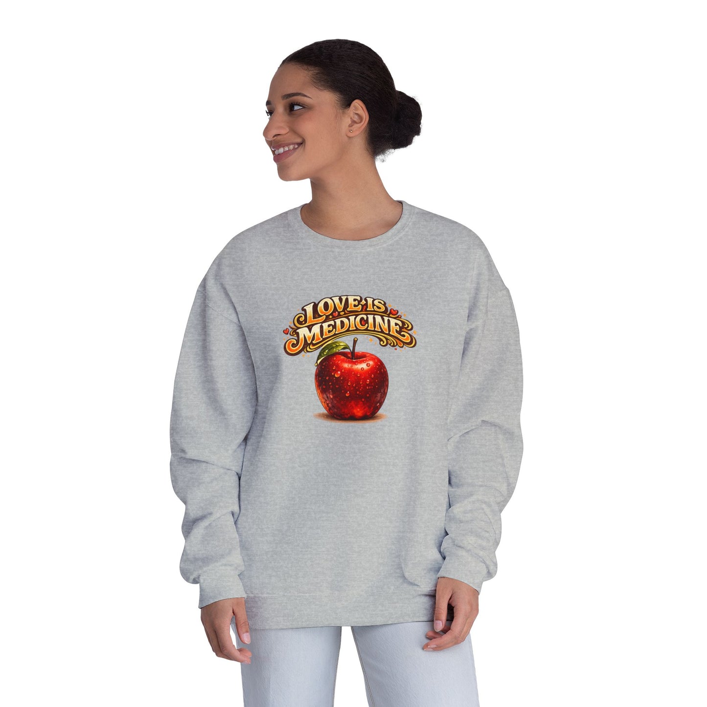 Unisex NuBlend® Crewneck Sweatshirt - Love is Medicine - Manzana