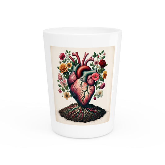 Anatomical Heart Shot Glass, Flower and Soil Design, Well-Rooted Shot Glass, Floral Shot Glass, Unique Shot Glass, Birthday Gift, Home Decor