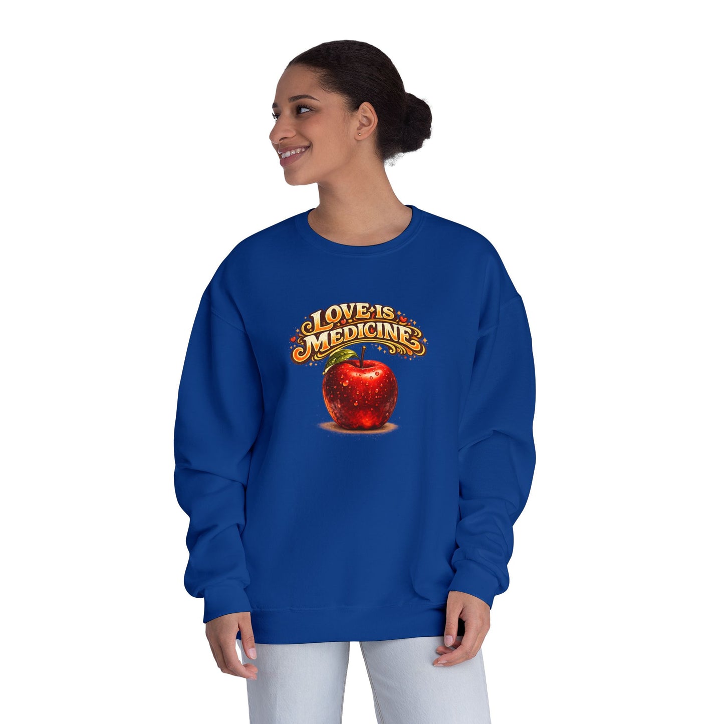 Unisex NuBlend® Crewneck Sweatshirt - Love is Medicine - Manzana