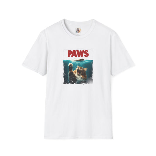 Paws - Jaws Cat - Kitty - MamaDeSushi - Unisex Softstyle T-Shirt